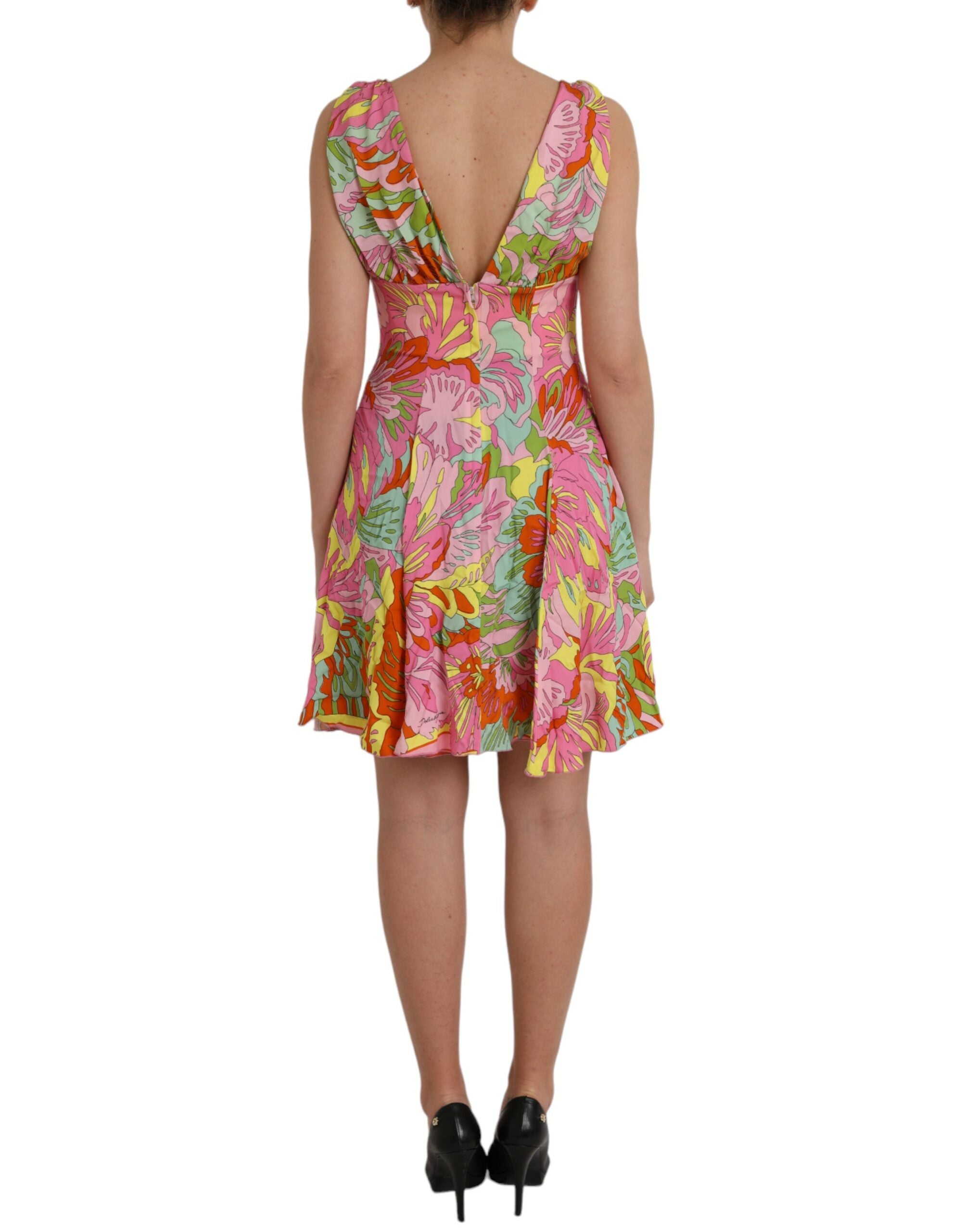 Dolce & Gabbana Multicolor Floral Silk A-Line Women's Dress