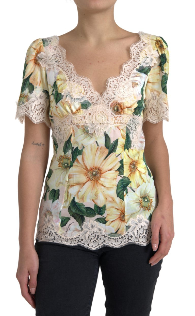 Dolce & Gabbana Elegant Floral Print Silk Women's Blouse