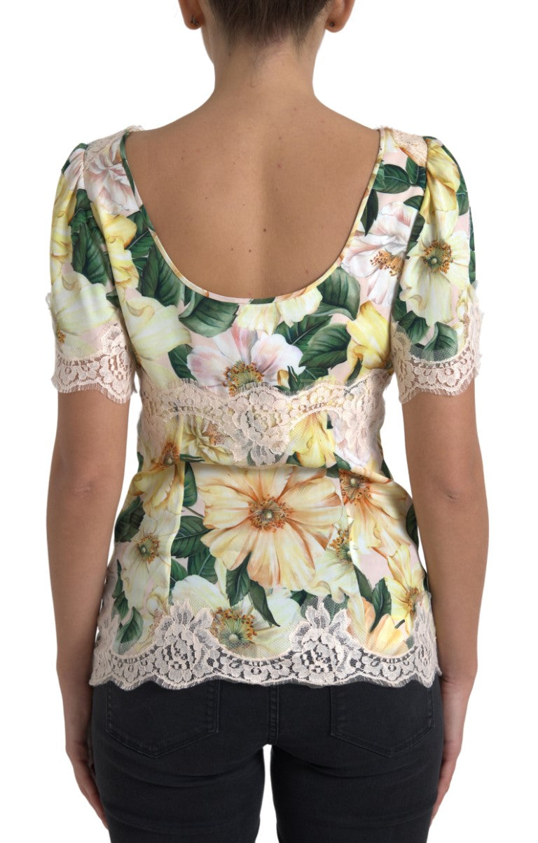 Dolce & Gabbana Elegant Floral Print Silk Women's Blouse