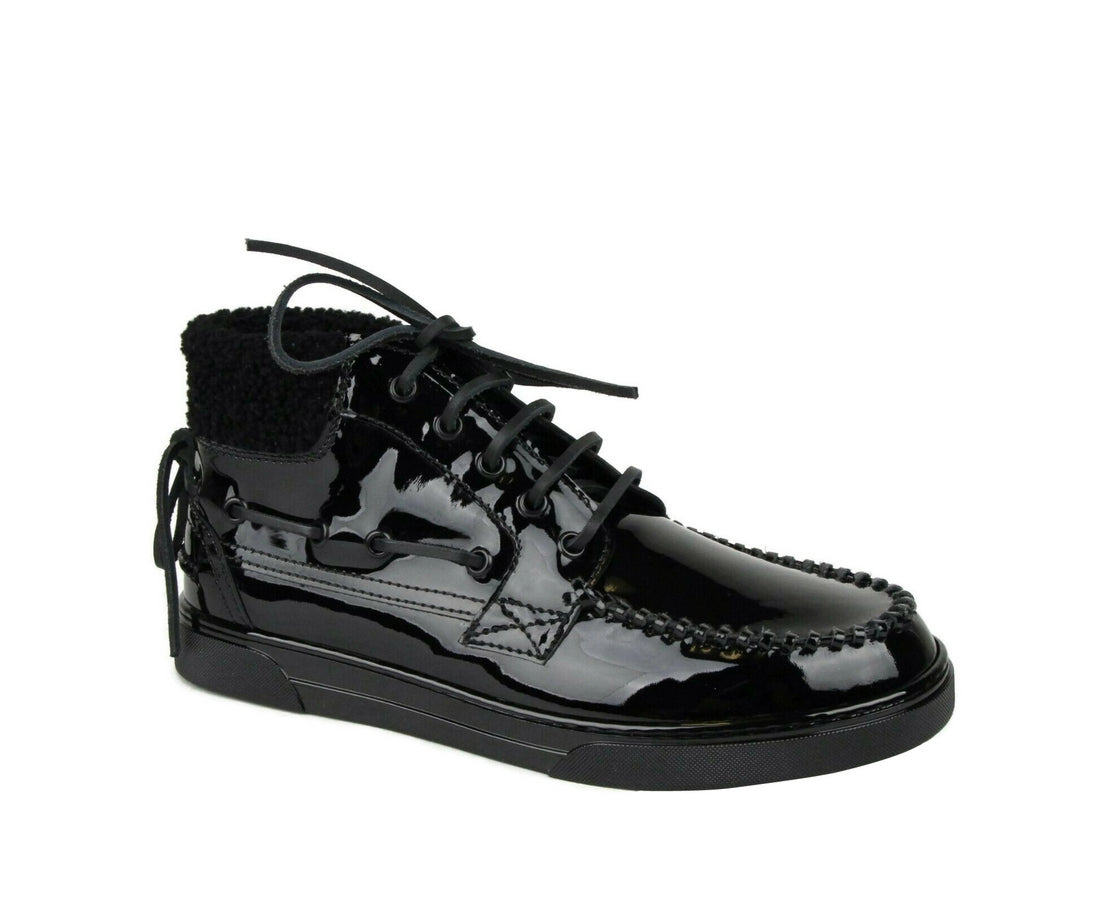 Saint Laurent Men's Black Patent Leather Hi Top Sneakers (40 EU / 7 US)