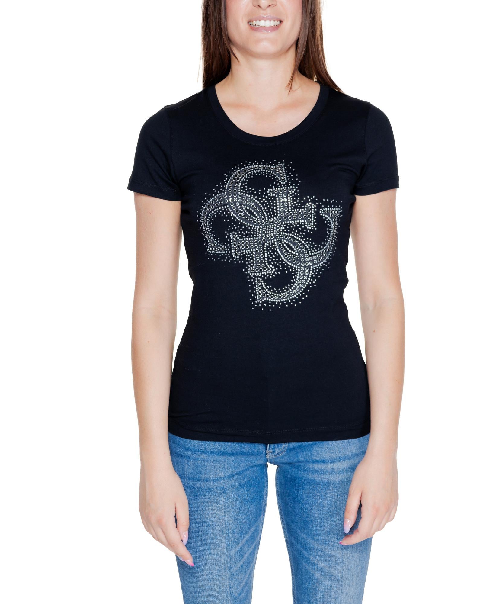 Guess  Women's Rhinestone Logo T-Shirt Black