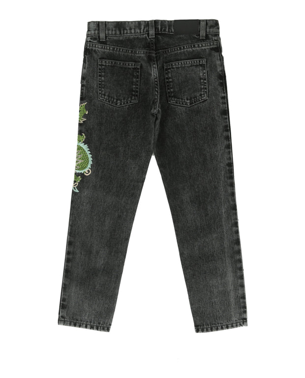 Gucci Unisex-Child Dragon Patch Jeans – Bluefly