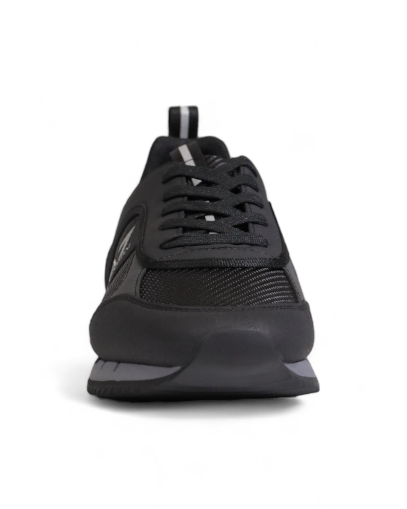 Ea7 Plain Black Sporty Sneakers with Rubber Sole3