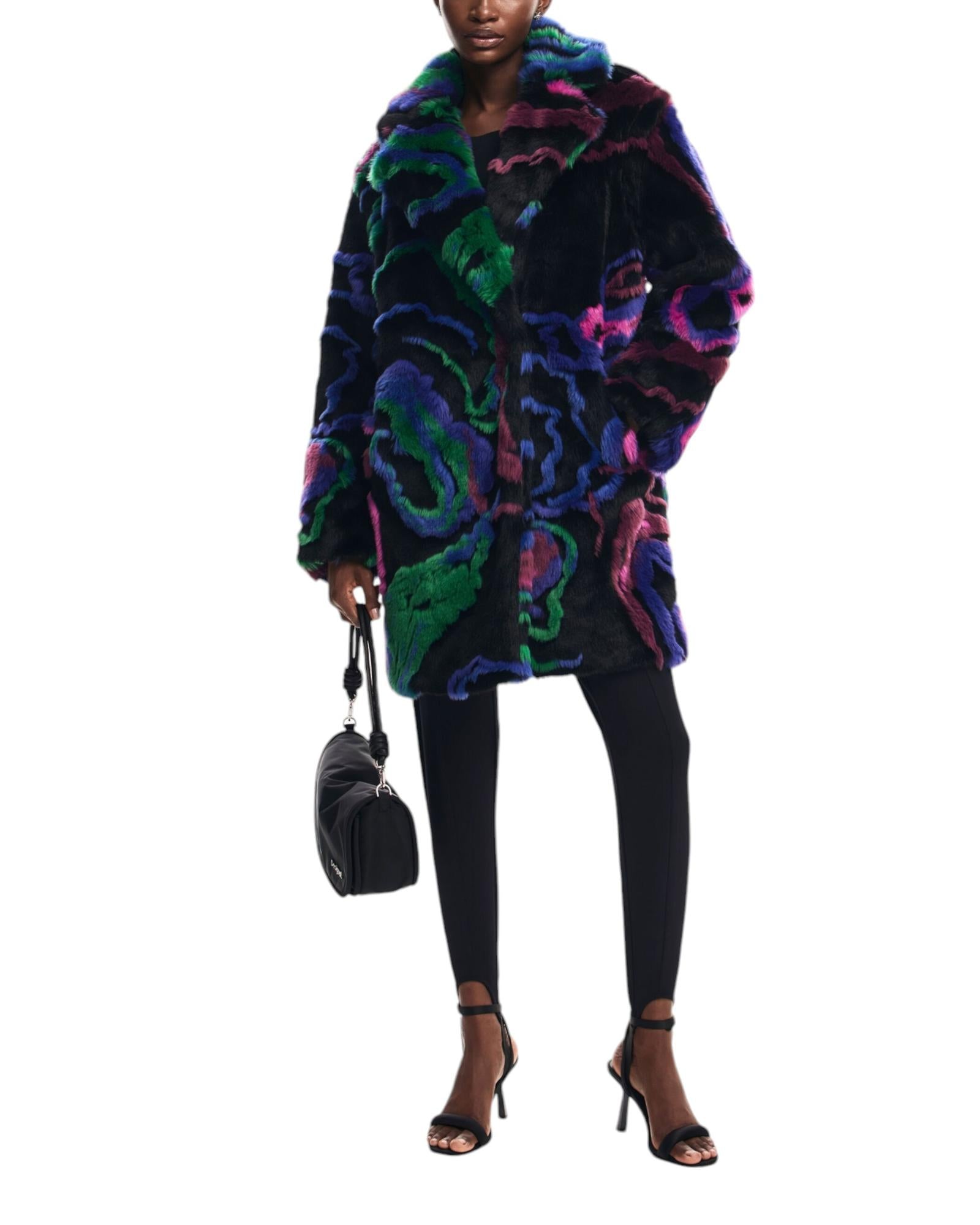 Desigual  Women's Multicolor Faux Fur Coat