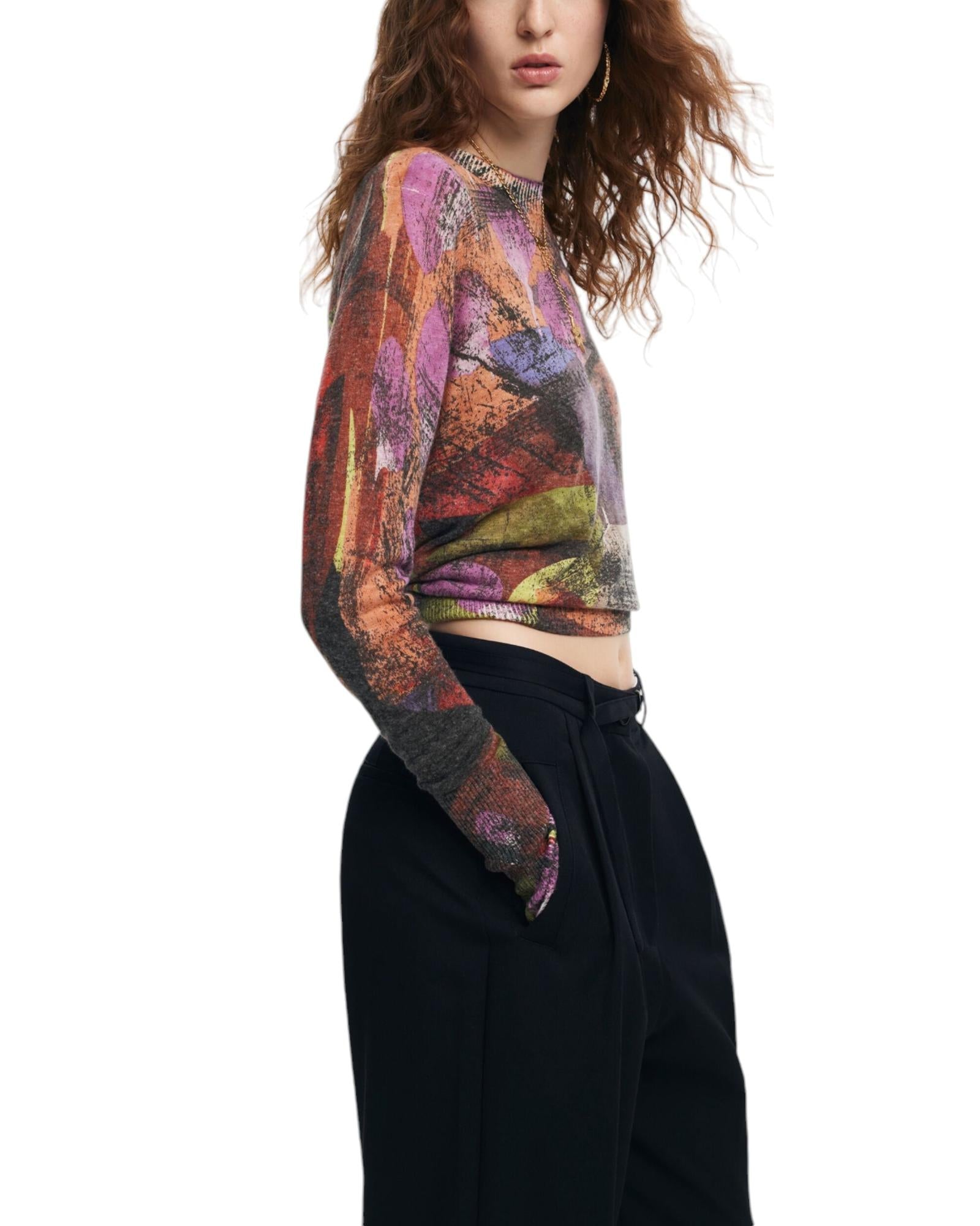 Desigual  Abstract Printed Knitted Sweater for Women