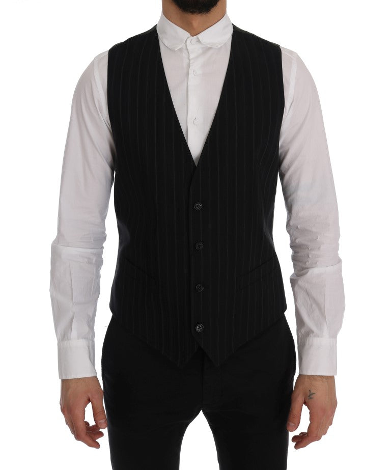 Dolce & Gabbana Elegant Striped Vest Men's Waistcoat