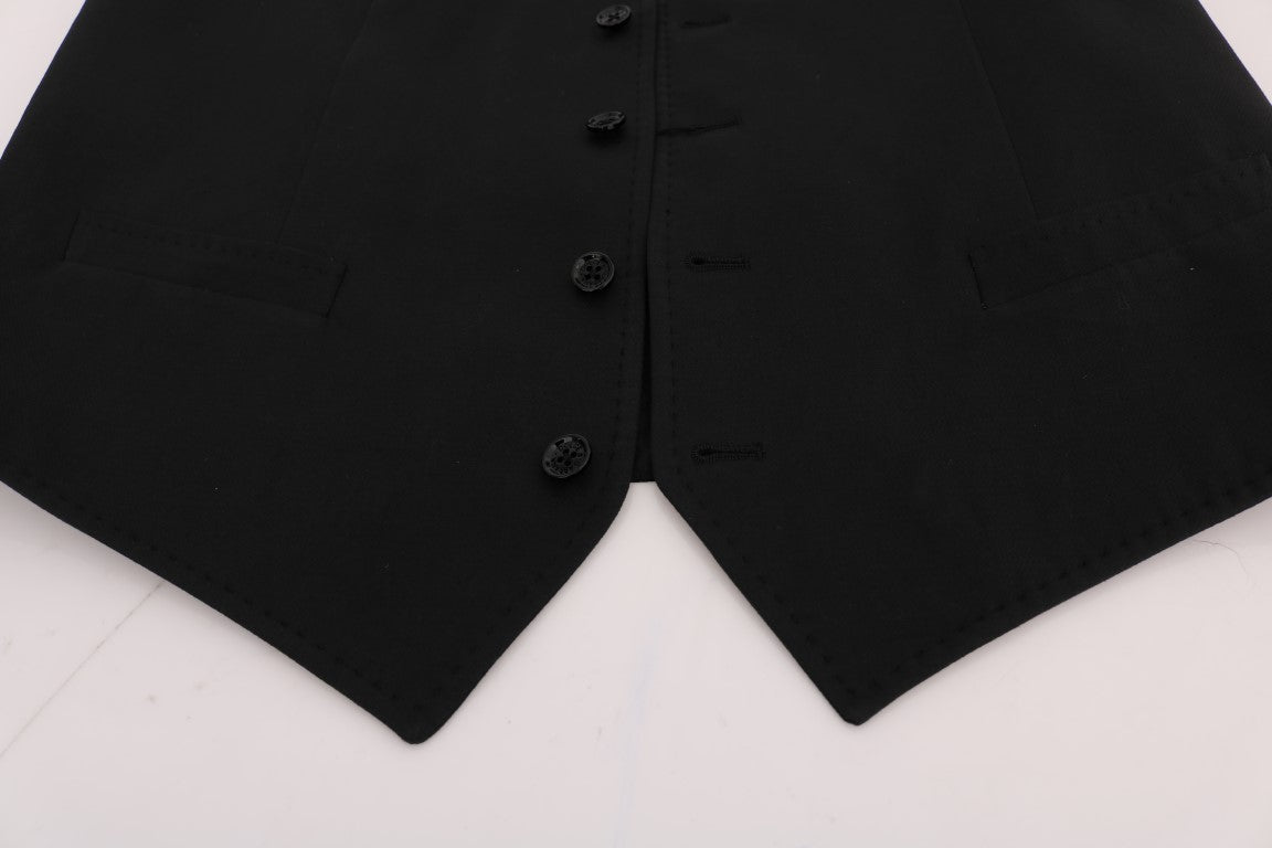 Dolce & Gabbana Sleek Black Single-Breasted Men's Waistcoat