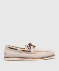 Brunello Cucinelli Men's Suede Boat Shoes In Beige1