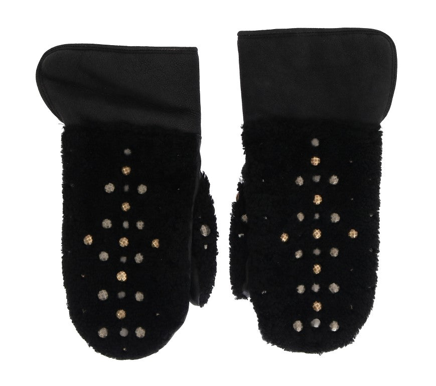 Dolce & Gabbana Studded Black Leather Gentleman's Men's Gloves