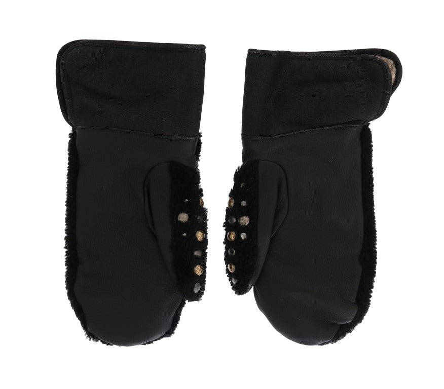 Dolce & Gabbana Studded Black Leather Gentleman's Men's Gloves