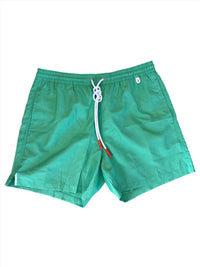 Isaia New Mens Solid Green Swim Trunk1