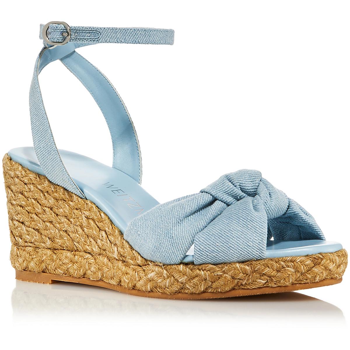 Womens Denim Knot-Front Platform Sandals