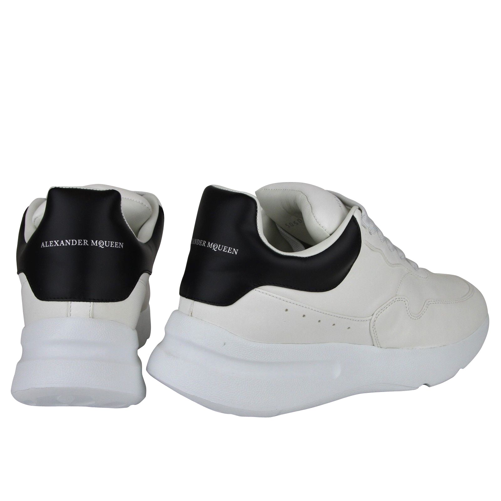 Alexander McQueen Men's Ivory / White / Black Leather Platform Sneakers