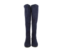 Stuart Weitzman Women's Nice Blue Suede With Elastic Back Knee Boot8