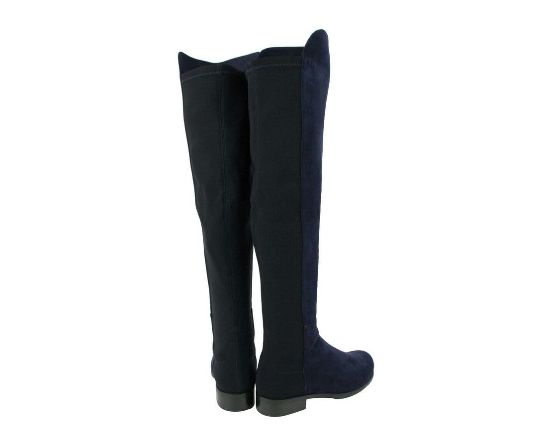 Stuart Weitzman Women's Nice Blue Suede With Elastic Back Knee Boot5