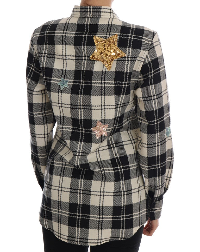 Dolce & Gabbana Enchanted Sequin Checkered Wool Women's Shirt