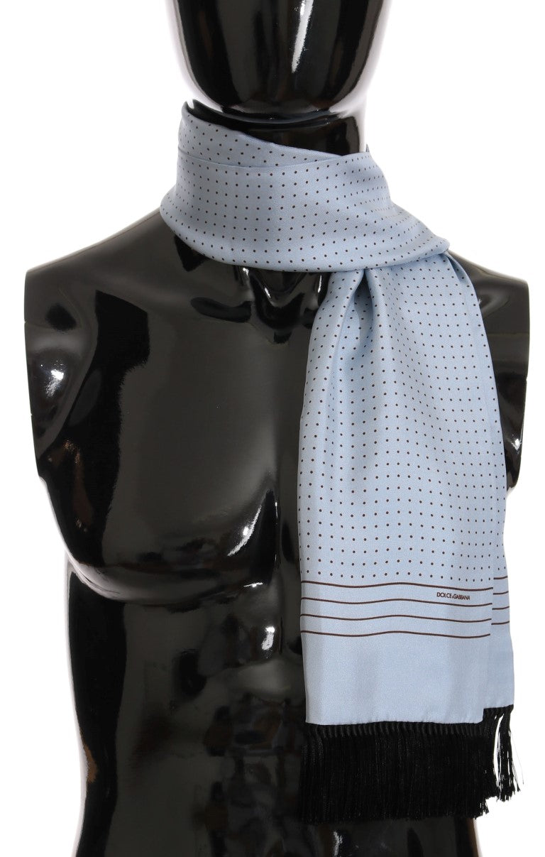 Dolce & Gabbana Elegant Blue Silk Polka Dot Men's Men's Scarf