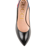 Gucci Women's Sylvie Web Leather Slingback Heels Pumps in Black4