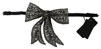 Dolce  Gabbana Silver Tone 100% Silk Crystal Embellished Women  Bowtie6