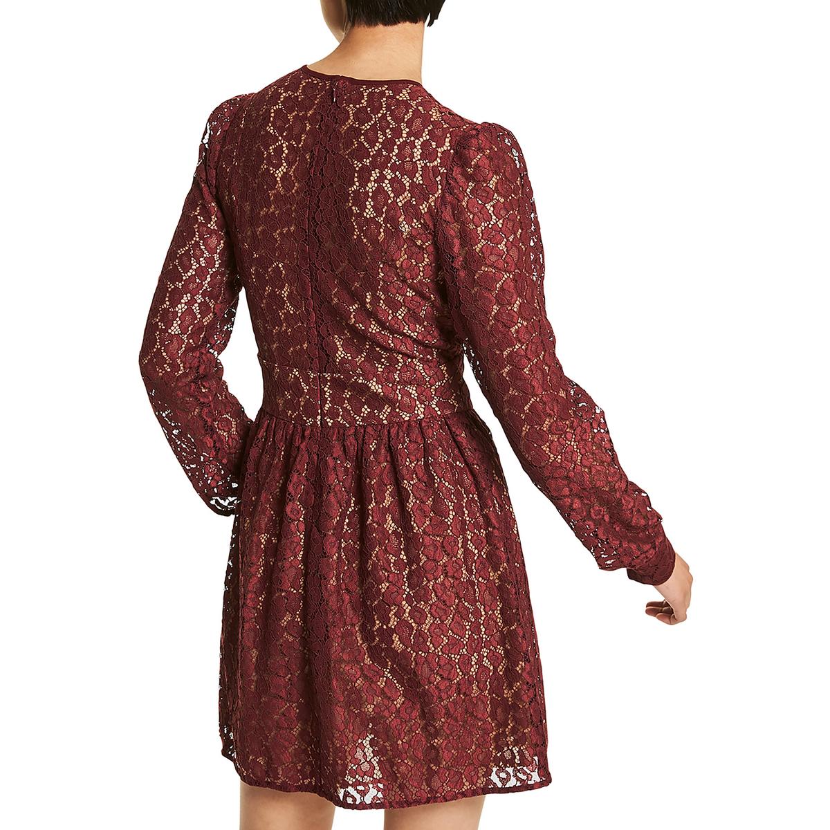 Womens Lace Mini Fit & Flare Dress