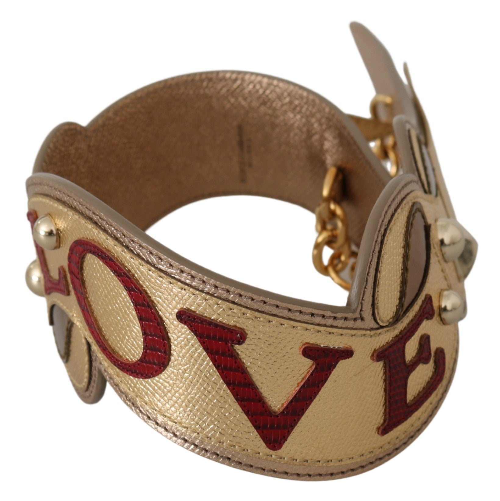 Dolce  Gabbana Gold Leather LOVE Bag Accessory Shoulder Strap5