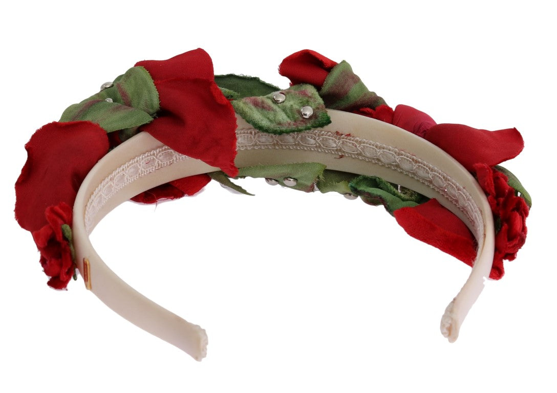 Dolce & Gabbana  Rose Headband - Red Silk and Velvet Floral Headband for Women