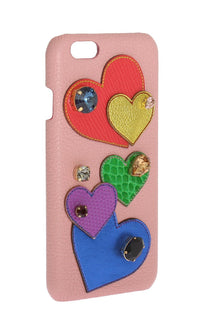 Dolce  Gabbana Pink Leather Heart Crystal Phone Case7