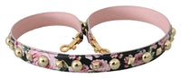 Dolce  Gabbana Pink Floral Leather Stud Accessory Shoulder Strap8