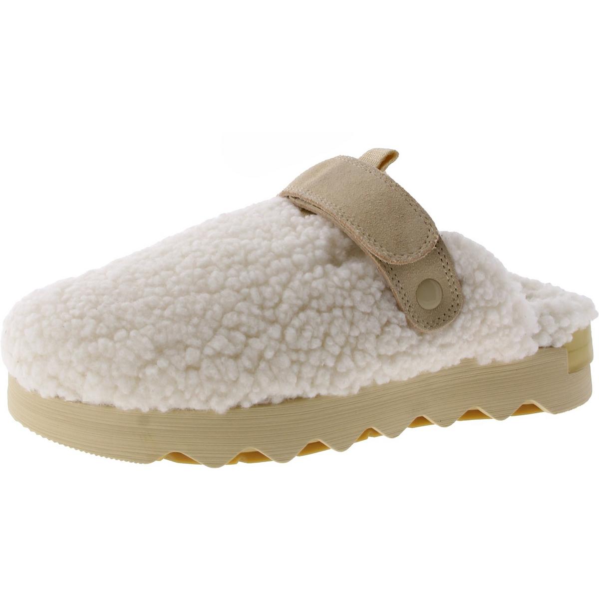 Womens Faux Fur Slip On Mule Sandals