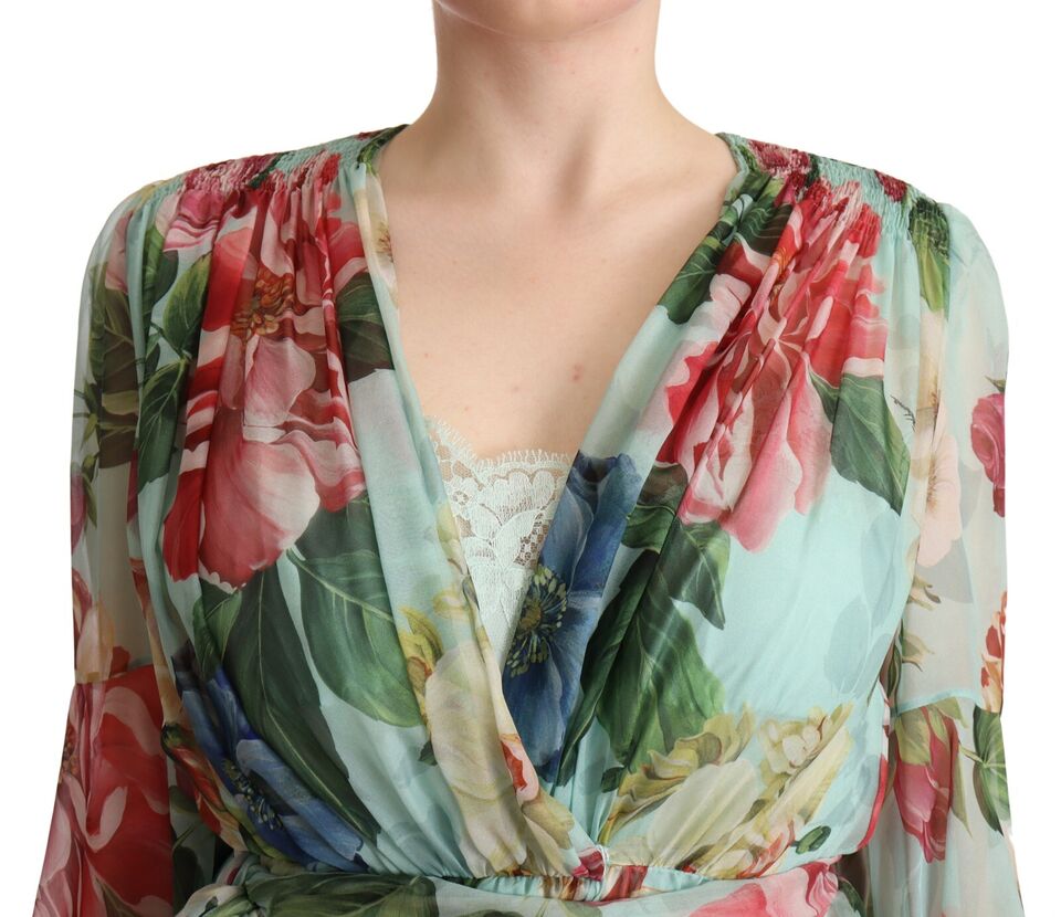 Dolce & Gabbana Floral Silk Midi Wrap Women's Dress