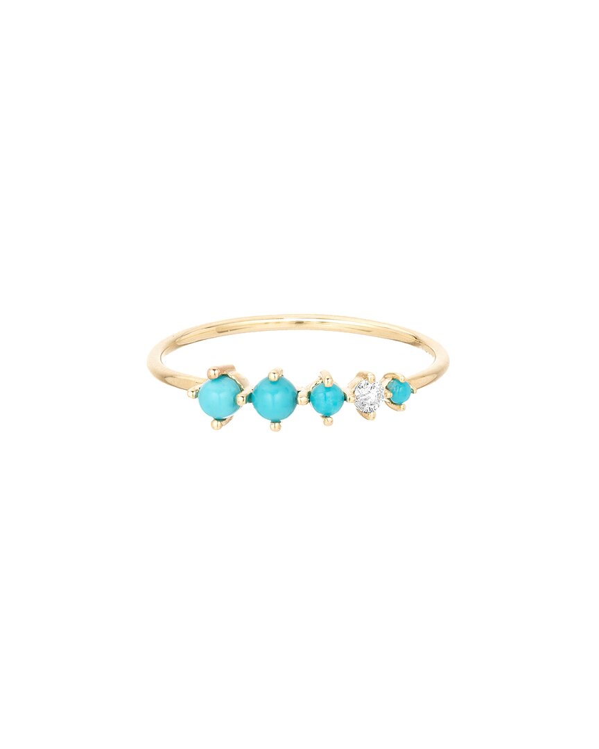 Adina Reyter 14K 0.29 Ct. Tw. Diamond & Turquoise Graduated Stacking Ring