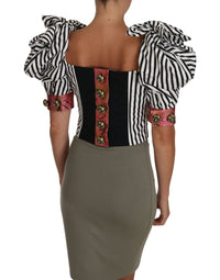 Dolce & Gabbana Elegant Cropped Corset Top with Crystal Women's Buttons7