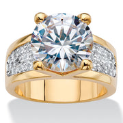 PalmBeach Jewelry Yellow Gold-plated Round Cubic Zirconia Bridge Engagement Ring Sizes 5-10
