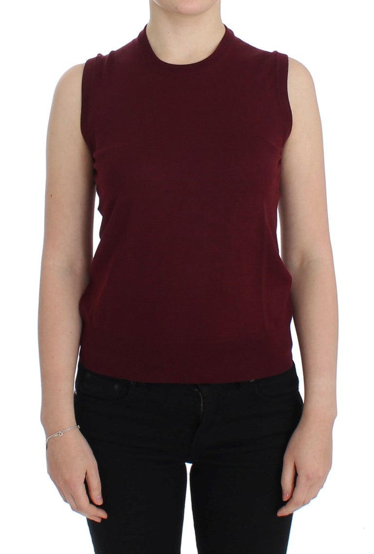 Dolce & Gabbana Elegant Red Wool Sleeveless Pullover Women's Vest1