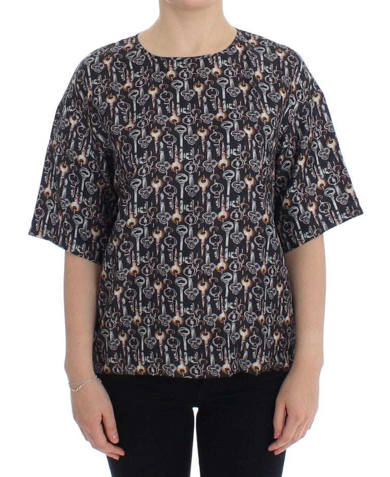 Dolce & Gabbana Enchanted Sicily Silk Blouse with Key Women's Print