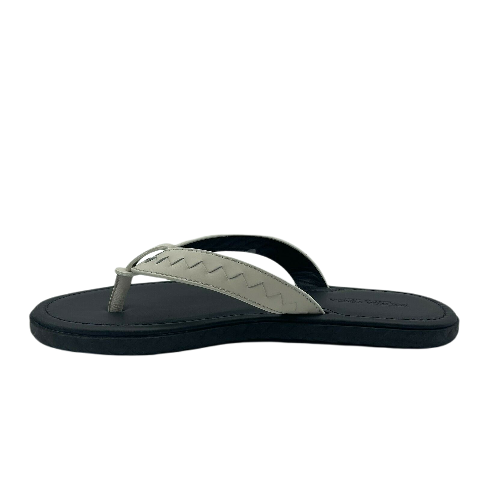 Bottega Veneta Men's White/Black Leather Thong Sandal 40/US 7