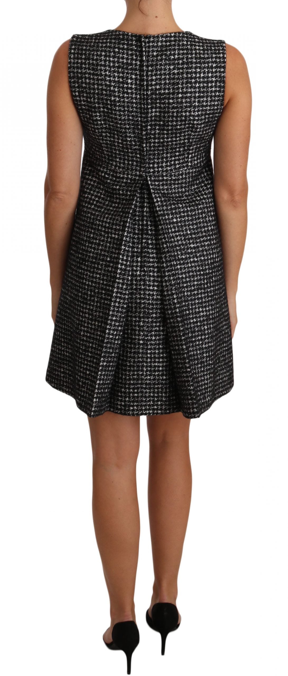 Dolce & Gabbana Houndstooth Floral Appliqué Shift Women's Dress