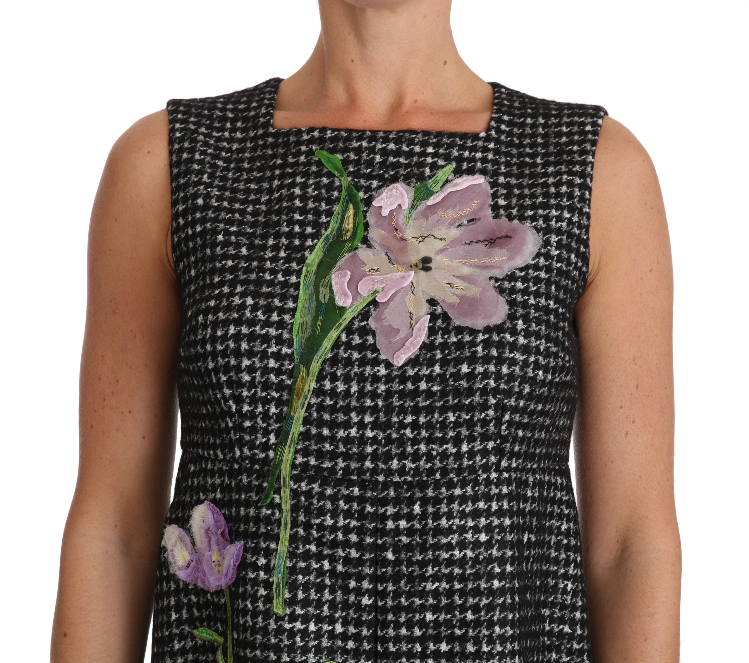 Dolce & Gabbana Elegant Gray Mini A-Line Dress with Purple Women's Tulip