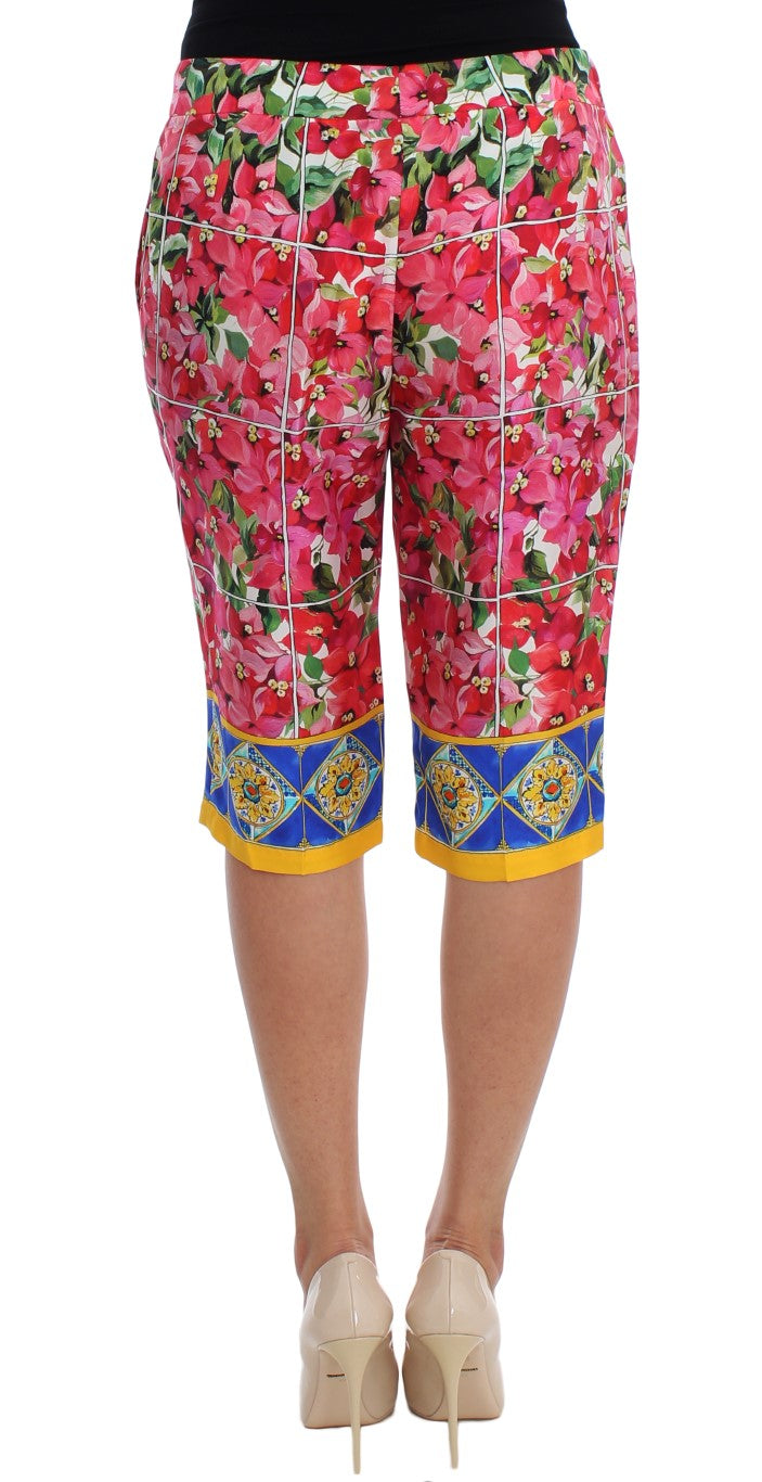 Dolce & Gabbana Multicolor Floral Silk Capri Women's Pants