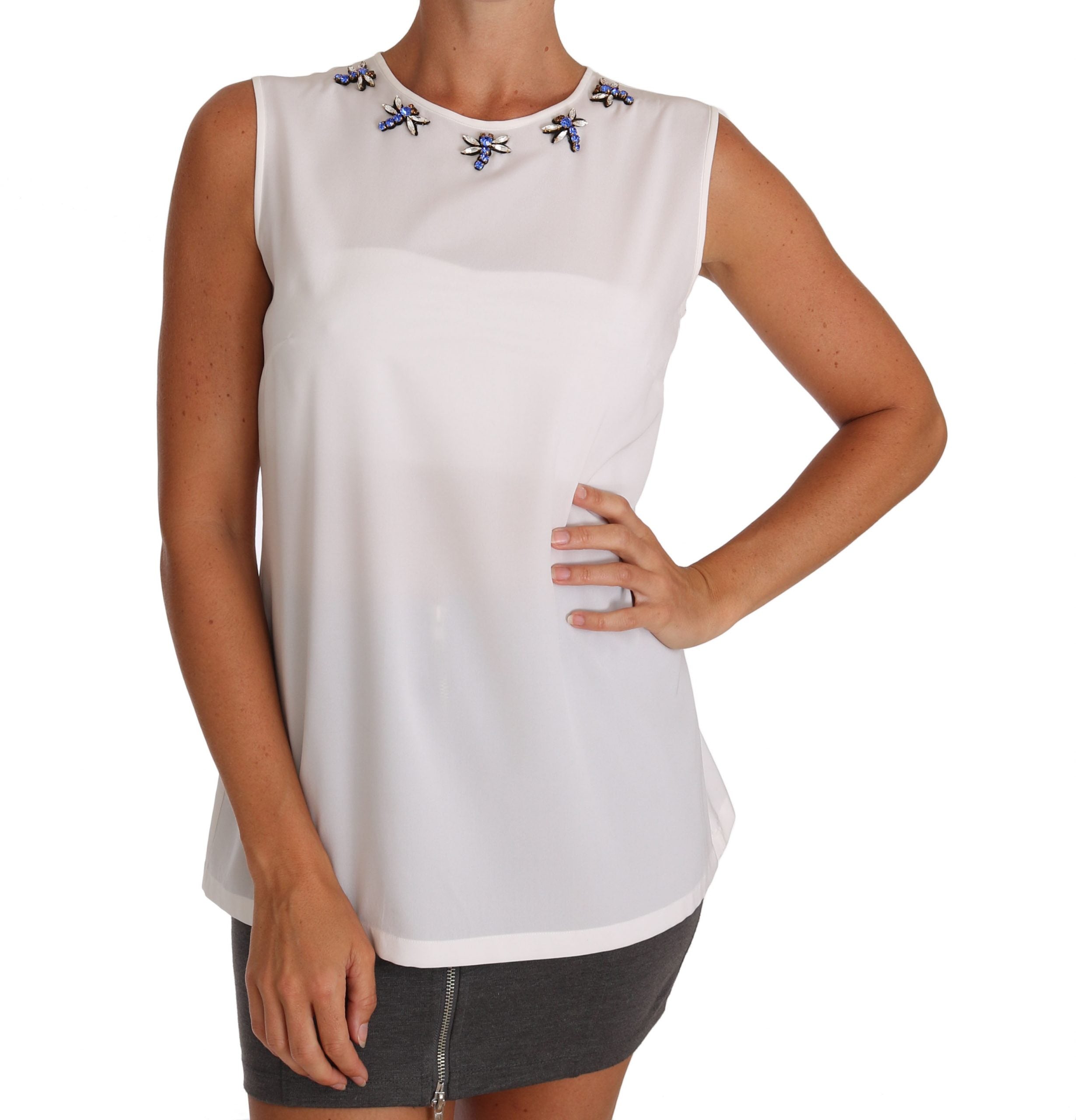 Dolce & Gabbana Elegant Embellished Sleeveless Silk Women's Blouse