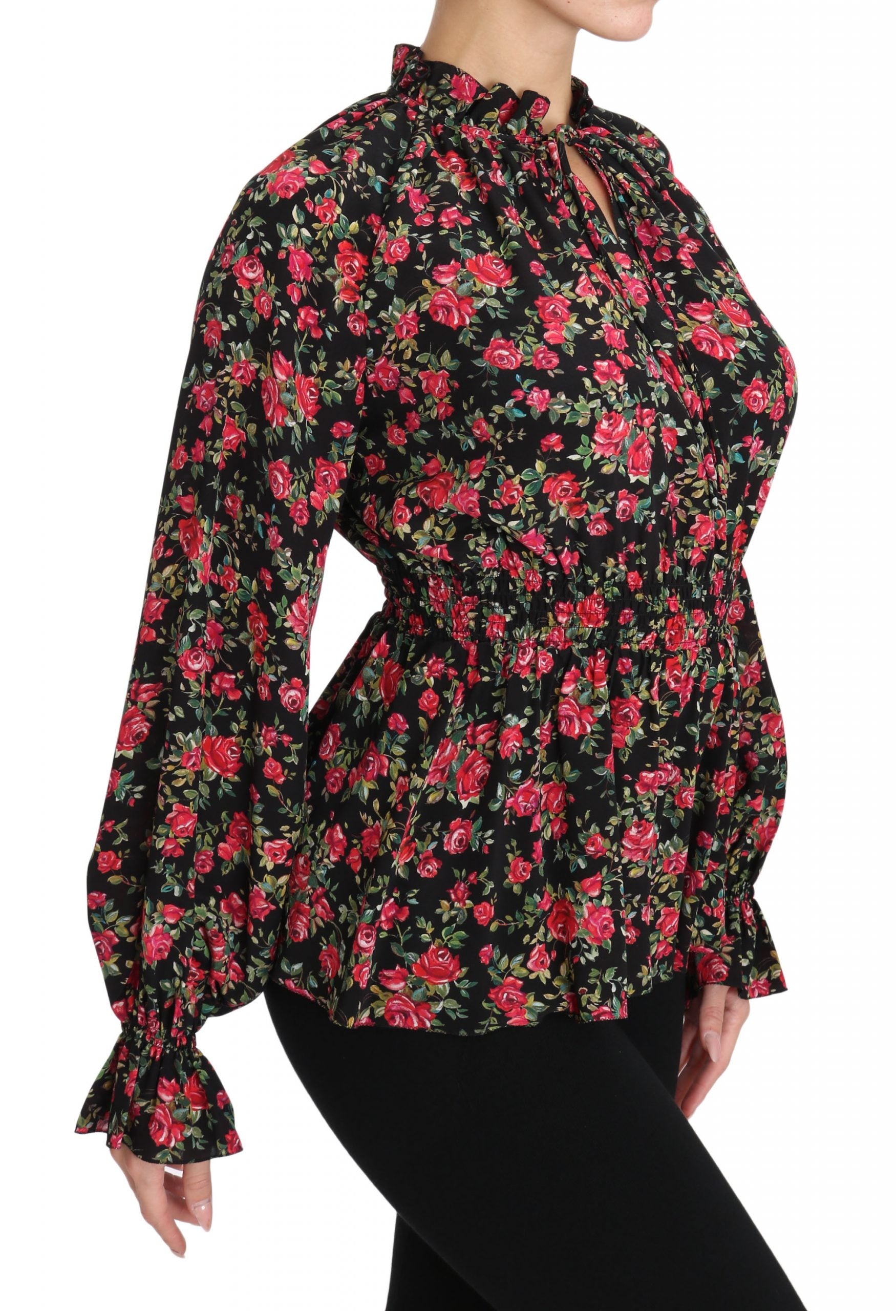 Dolce & Gabbana Elegant Black Floral Silk Women's Shirt