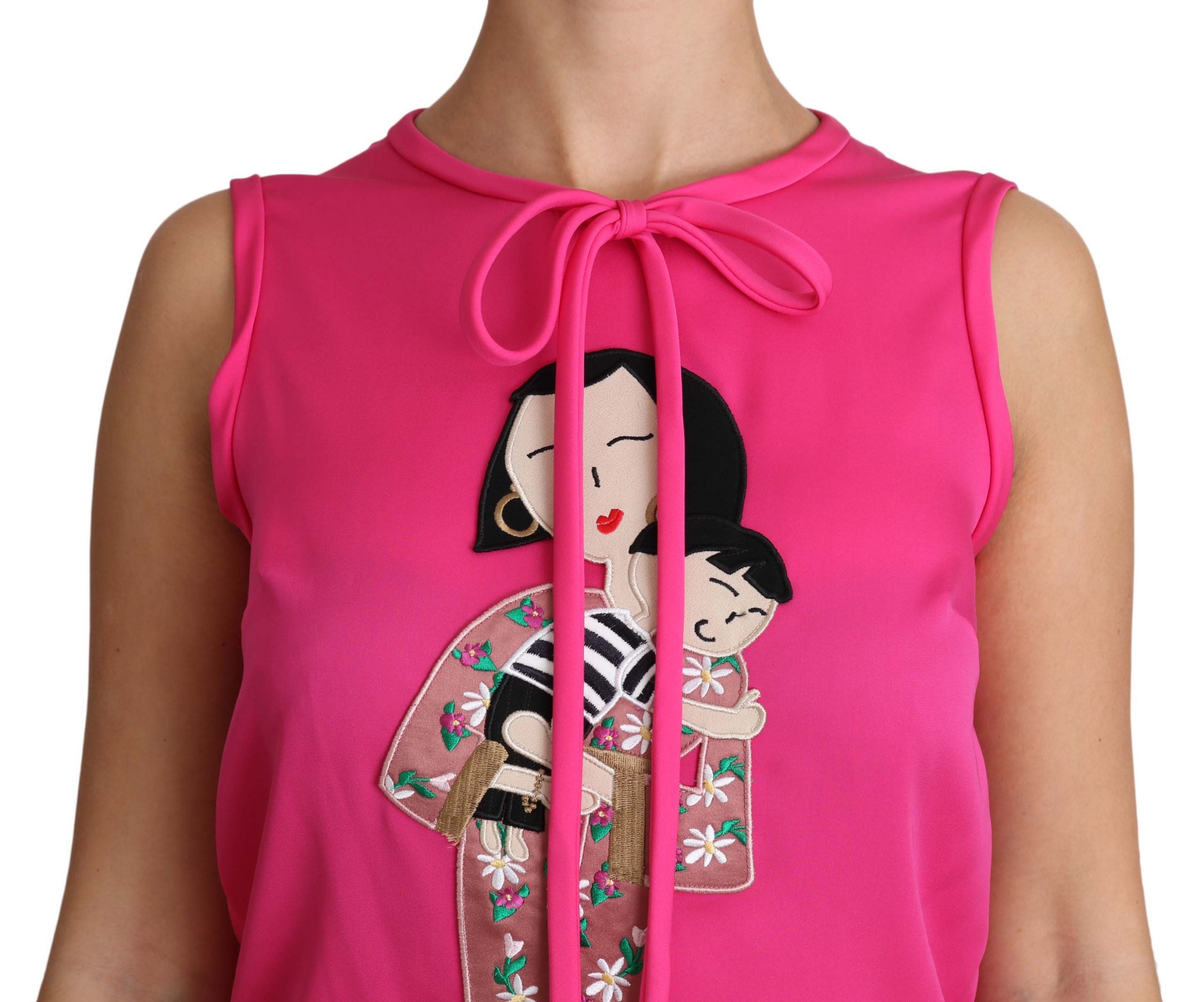 Dolce & Gabbana Elegant Pink Silk Family Tank Top Women's Shirt