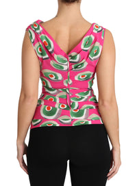 Dolce & Gabbana Sicilian Cake Print Sleeveless Silk Women's Top5