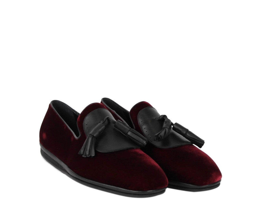 Salvatore Ferragamo Men's Dark Red Finnegan Velvet Tassel Loafer