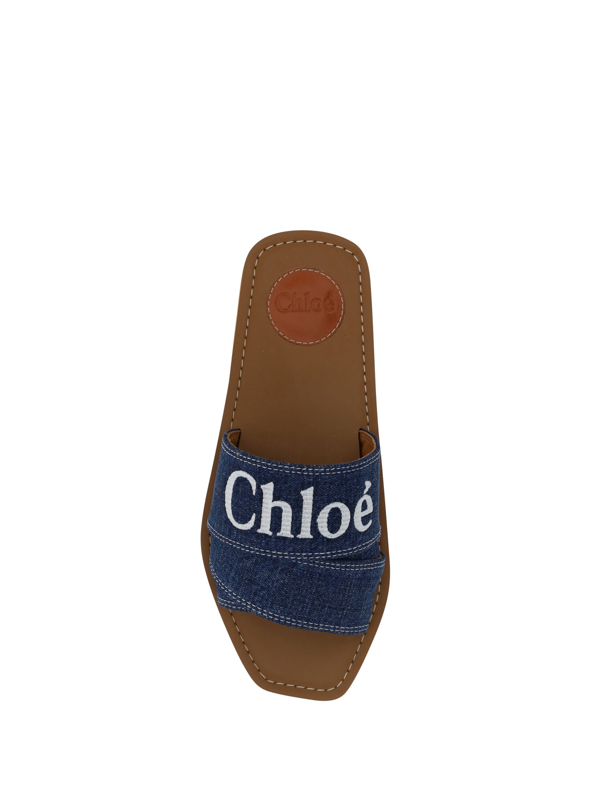 Chloé Sumptuous Cotton Woody Slide Sandals in Denim Women's Blue