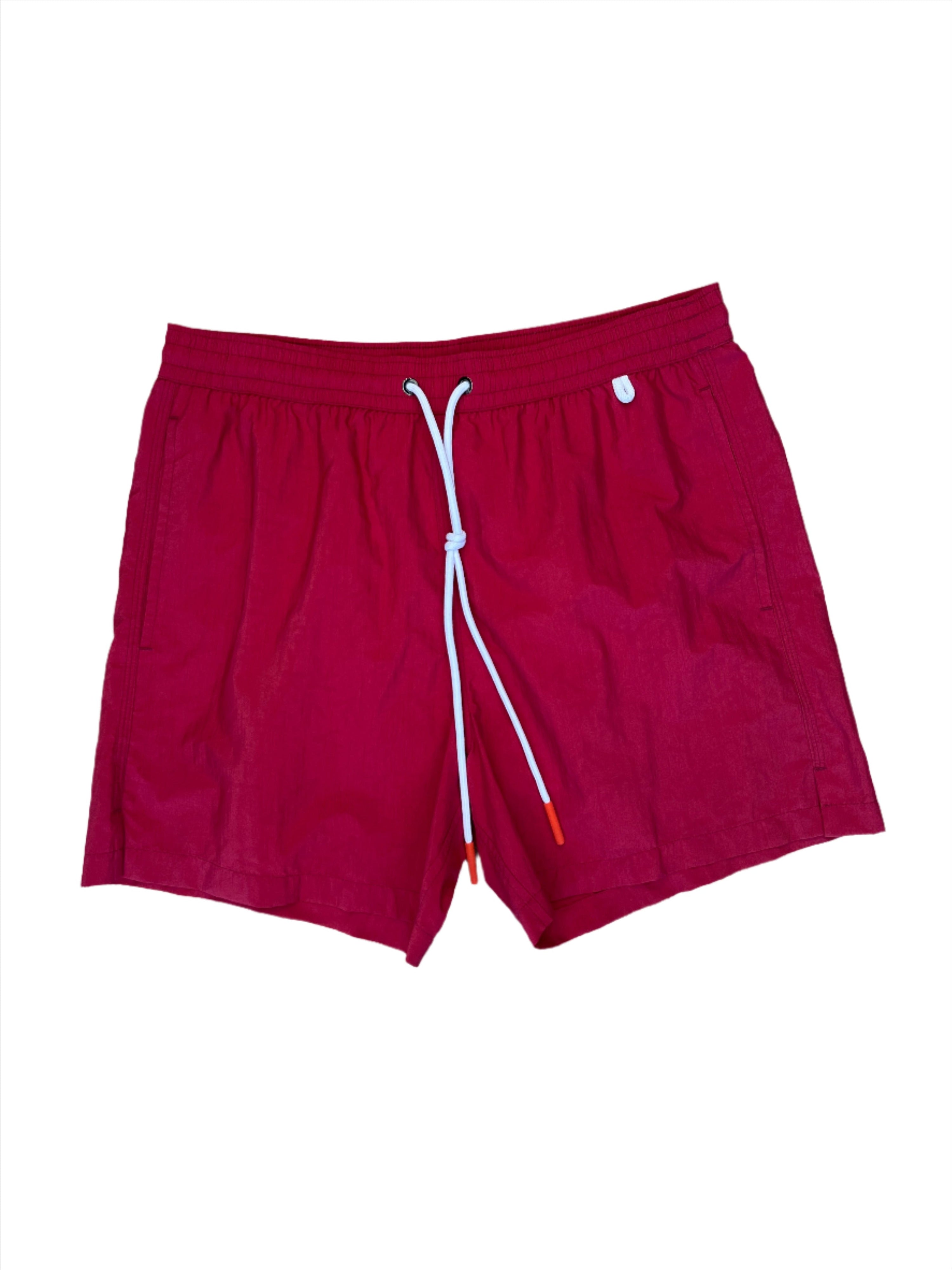 Isaia New Mens Solid Red Swim Trunk1