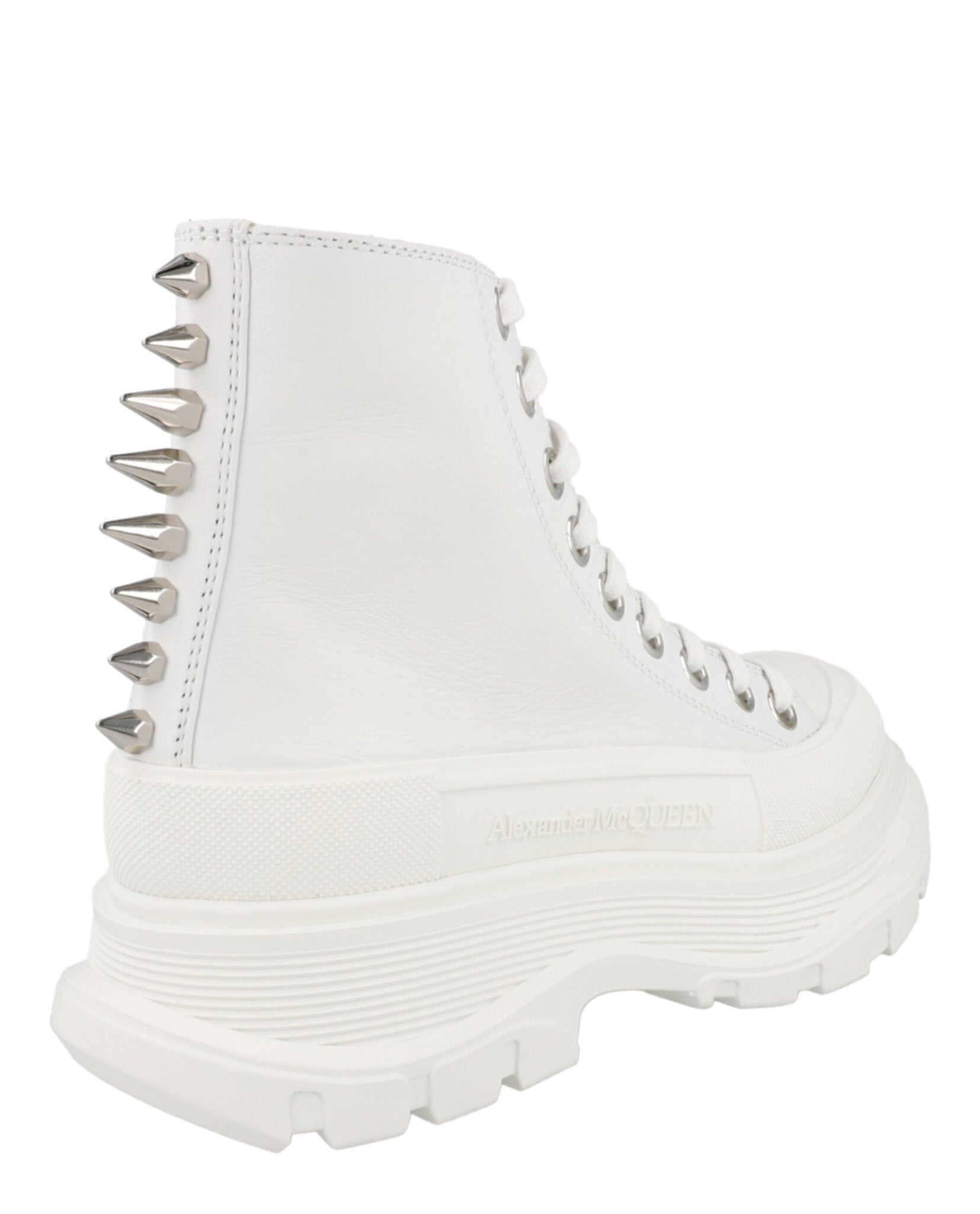 Alexander McQueen Womens Studded Tread Slick Boots