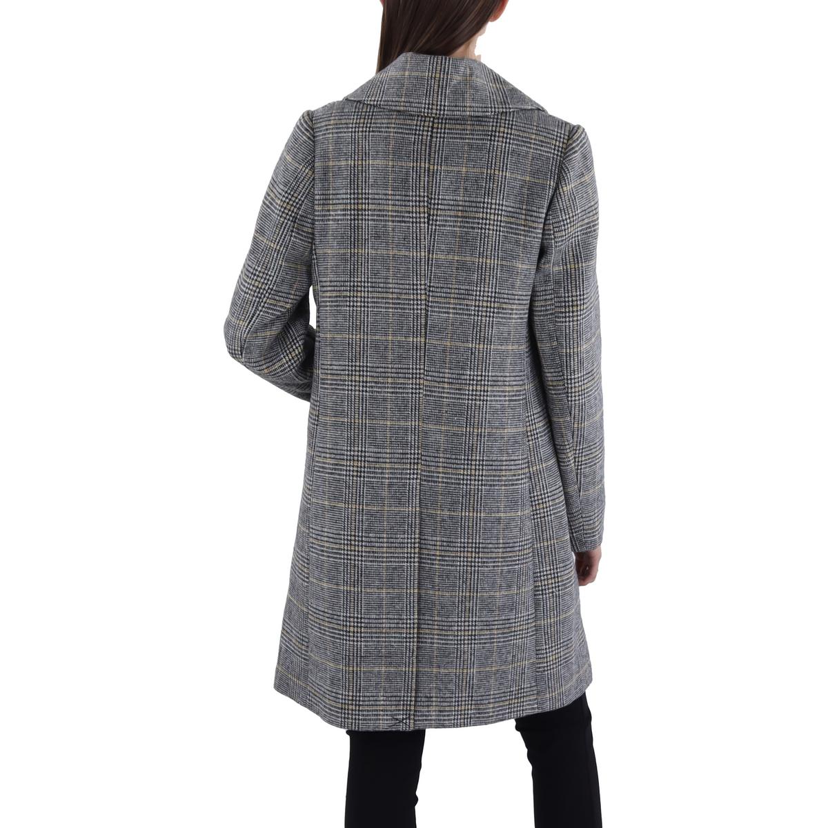 Womens Wool Blend Plaid Overcoat