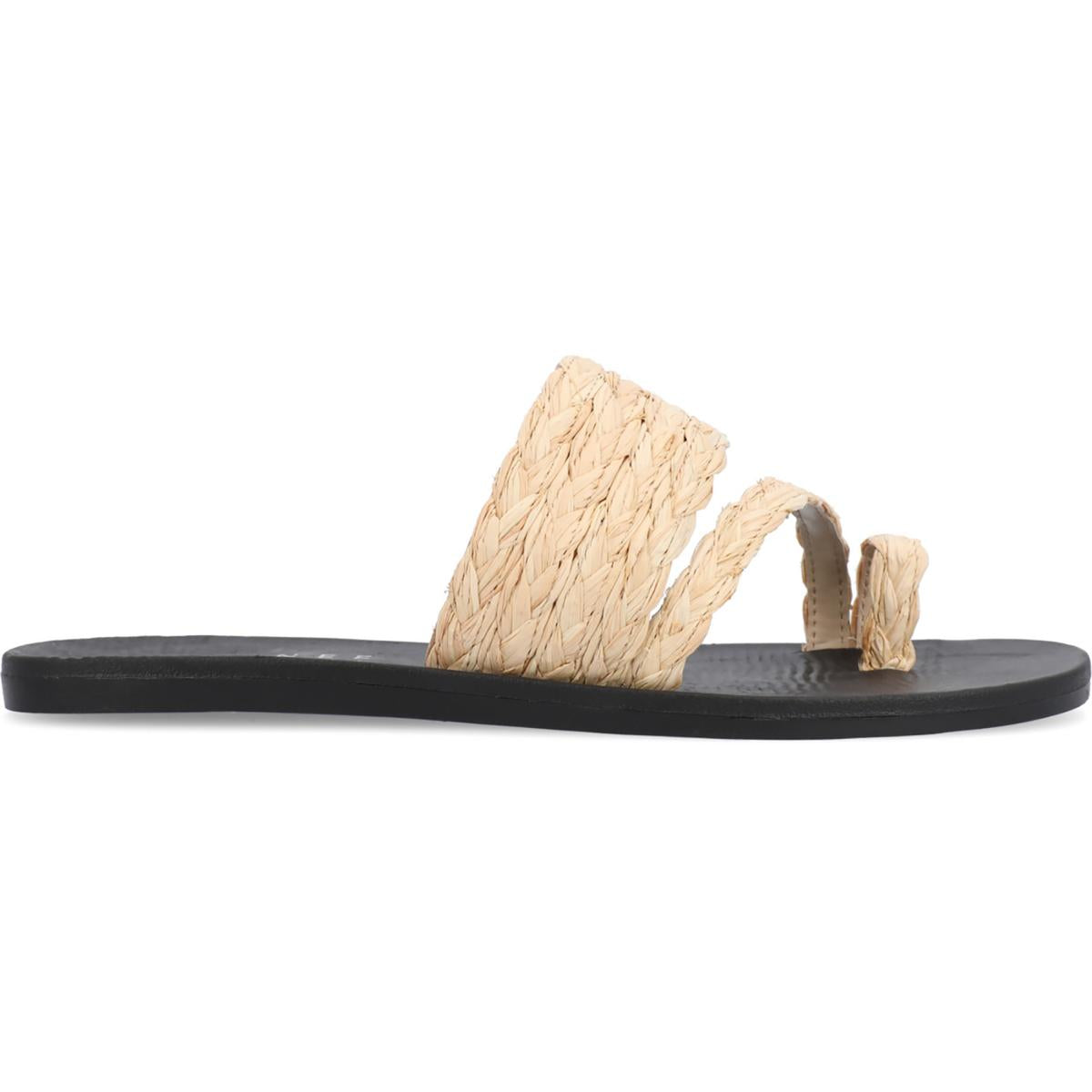 Zindy Womens Toe-Loop Flat Slide Sandals