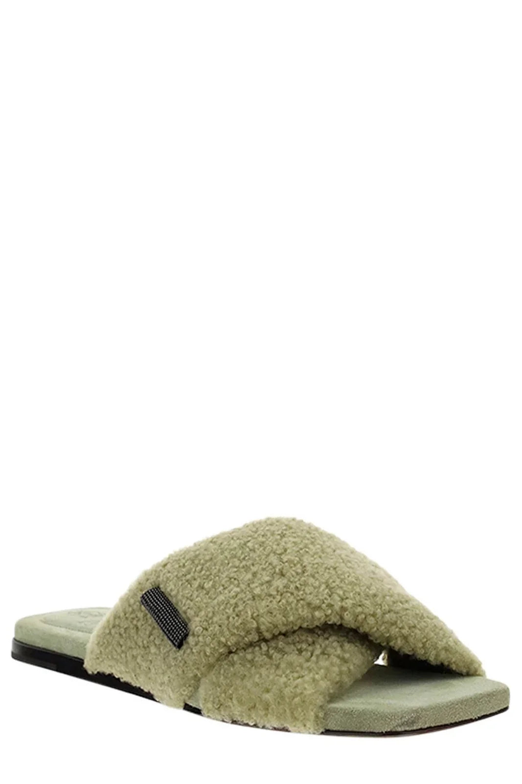 Brunello Cucinelli Women's Logo Detailed Slip-On Sandals In Light Green3